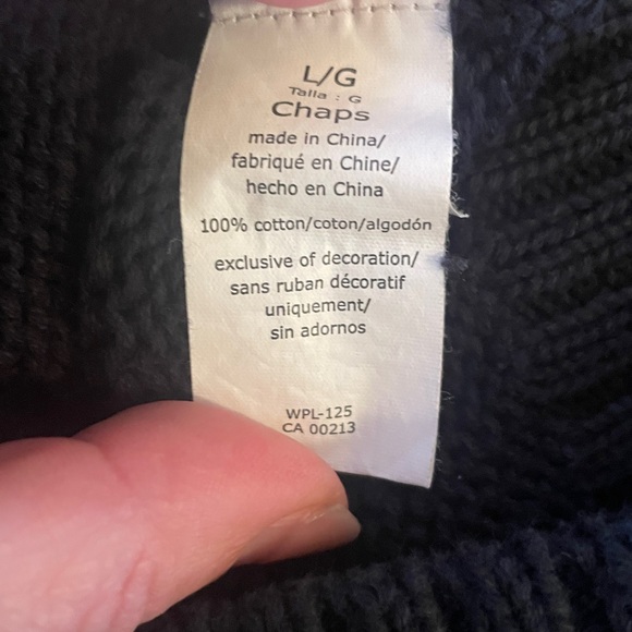 2/$40 CHAPS Men Black 1/4 Zip Pullover Sweater Cotton Sz Large Cozy Soft Office - Picture 8 of 10